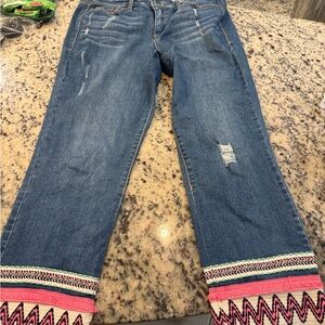 crown & ivy Blue Jeans with Pink and Navy Accents